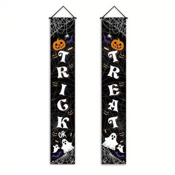 2 PCS Set 180x30cm Cute Ghost Halloween Decorations Couplets Party Door Curtain Ideal For Halloween Parties Carnivals And Festive Events