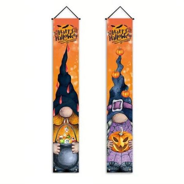 2 PCS Set 180x30cm Halloween Decorations Couplets Party Door Curtain Ideal For Halloween Parties Carnivals And Festive Events