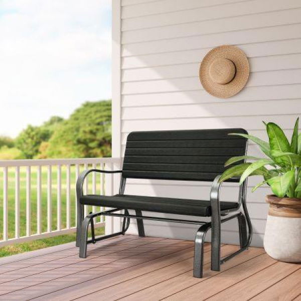 2-Person Glider Bench With Ergonomic Backrest And Armrests.