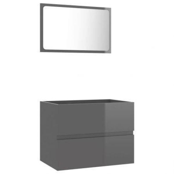 2 Piece Bathroom Furniture Set Grey Chipboard