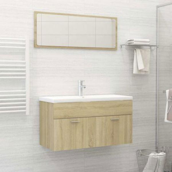 2 Piece Bathroom Furniture Set Sonoma Oak Chipboard