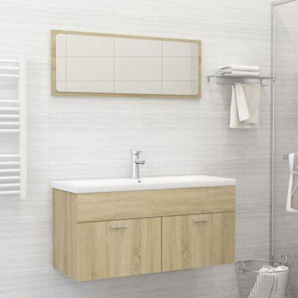 2 Piece Bathroom Furniture Set Sonoma Oak Chipboard