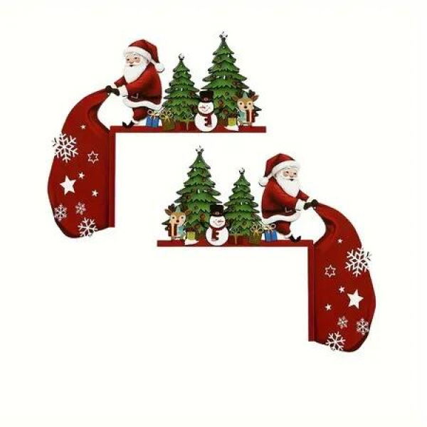 2 Piece Creative Christmas Wooden Door Frame Decoration Ideal For Christmas Decorations And Festive Events