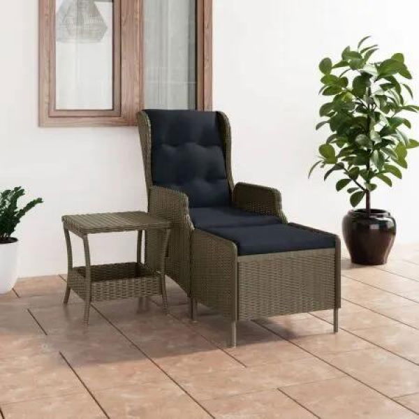 2 Piece Garden Lounge Set with Cushions Poly Rattan Brown