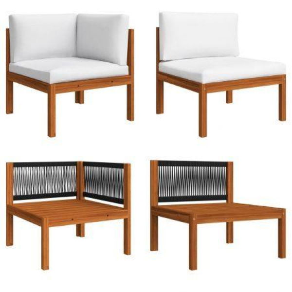 2 Piece Garden Lounge Set With Cushions Solid Acacia Wood