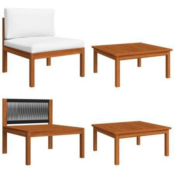 2 Piece Garden Lounge Set With Cushions Solid Acacia Wood