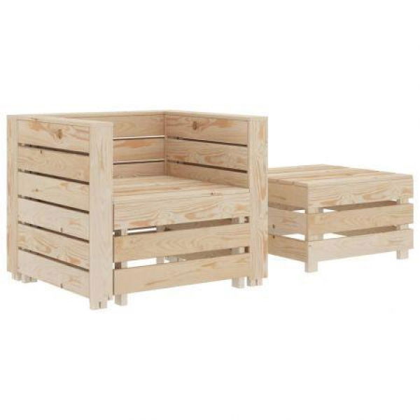 2 Piece Garden Pallet Lounge Set Wood