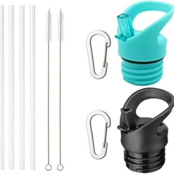 2 Piece Set 43mm Lid Diameter Small Mouth Straw Cover Standard Mouth Nozzle Cover Applicable To Hydro Flask Sports Bottle Black Blue