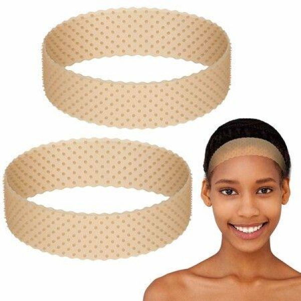 2 Pieces Adjustable Silicone Wig Headband Fix Non-Slip Wig Bands For Men Women Sports Yoga (Light Brown)