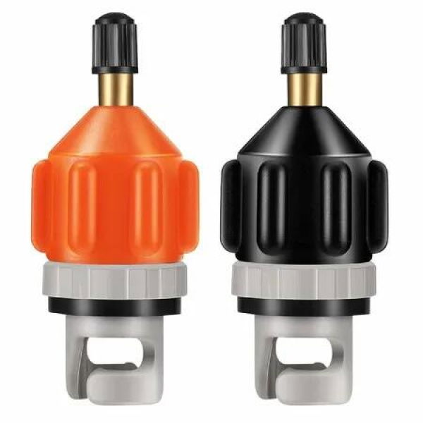 2 Pieces Inflatable Boat SUP Pump Adaptor Air Pump Converter Air Valve Adapter Conventional Air Pump Adapter Pumping Head Connector for Inflatable Kayak Stand Up Paddle Board (Black+Orange)