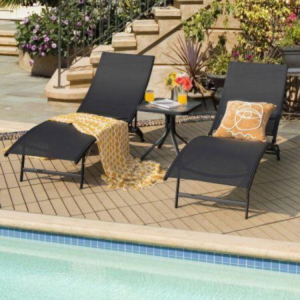 2 Pieces Patio Folding Chaise Lounge Chair Recliner For Outdoor