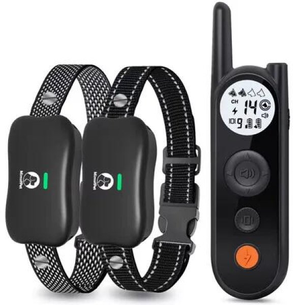 2 Receivers 1800m Remote Range Dog Training Collar Rechargeable Type-C Power 9 Vibration Levels 30 Shock Levels Waterproof up to 4 dogs Long Standby