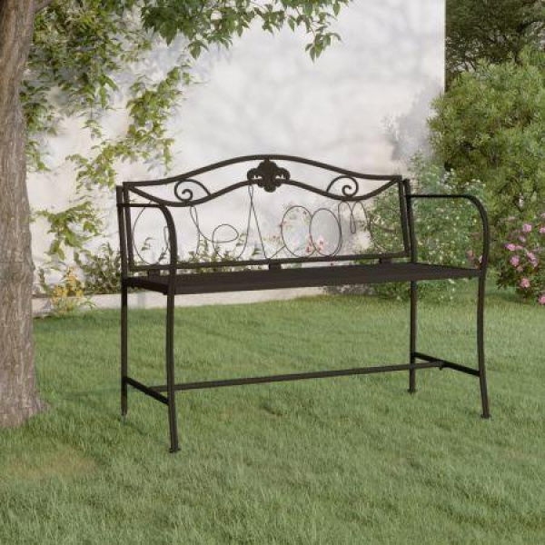 2-Seater Garden Bench 104 Cm Black Steel