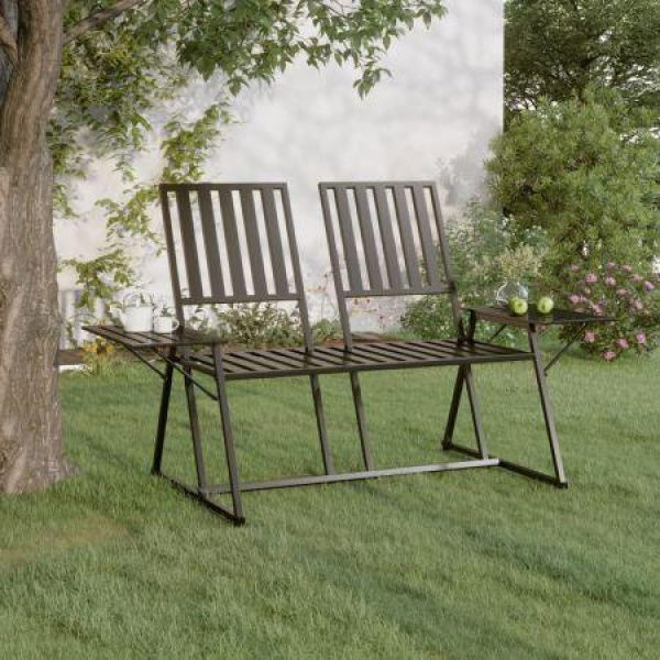 2-Seater Garden Bench 165 Cm Black Steel