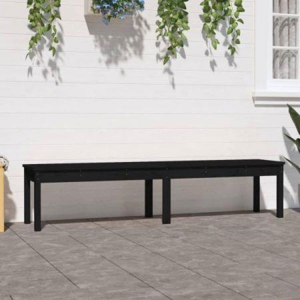 2-Seater Garden Bench Black 203.5x44x45 Cm Solid Wood Pine.