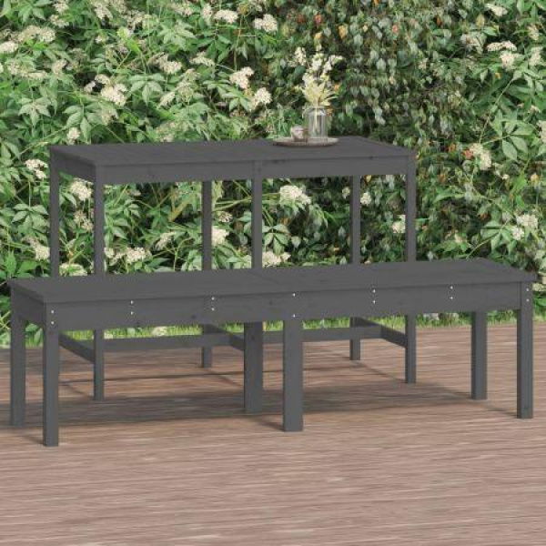 2-Seater Garden Bench Grey 159.5x44x45 Cm Solid Wood Pine.