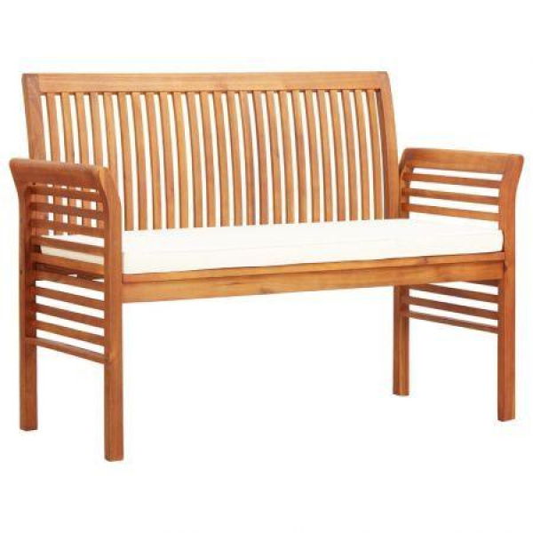 2-Seater Garden Bench With Cushion 120 Cm Solid Acacia Wood