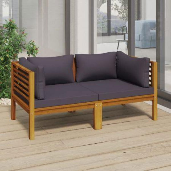 2-Seater Garden Sofa With Cushion Solid Wood Acacia