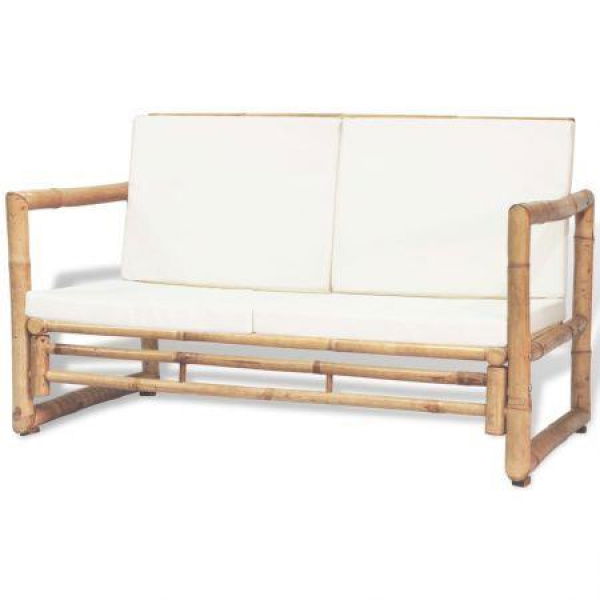 2 Seater Garden Sofa With Cushions Bamboo