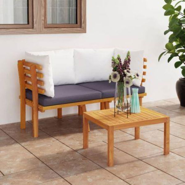 2-Seater Garden Sofa With Cushions Solid Acacia Wood