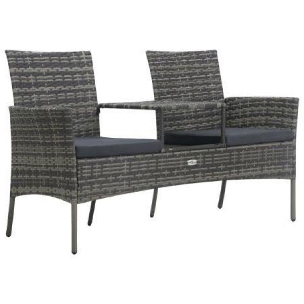 2-Seater Garden Sofa With Tea Table Poly Rattan Anthracite