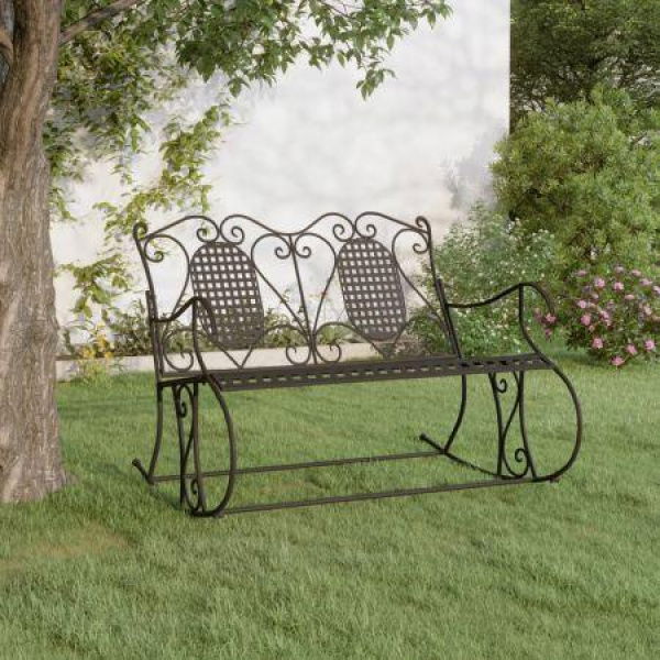 2-Seater Rocking Bench 113 Cm Black Steel