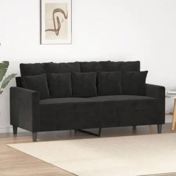 2-Seater Sofa Black 140 cm Velvet