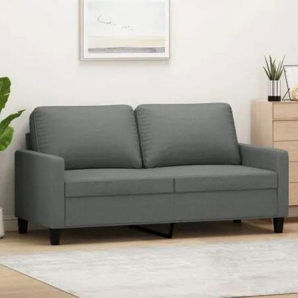 2-Seater Sofa Dark Grey 140 cm Fabric