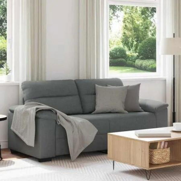 2-Seater SofaÂ Dark Grey 140 cm Fabric