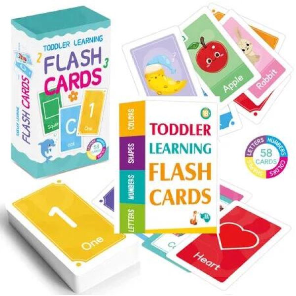 2 set Toddler Learning Alphabet Flashcards Toddlers, Set of 58 Letters, Colors, Shapes and Numbers,Educational Preschool