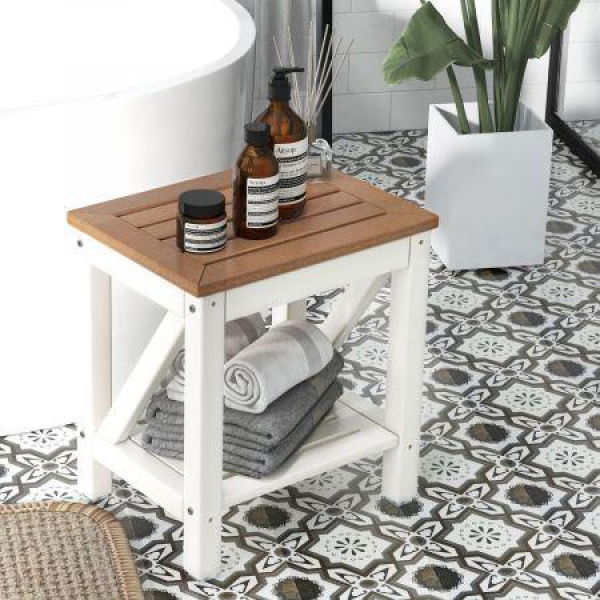 2-tier Shower Bench With Storage Shelf For The Elderly & Disabled.