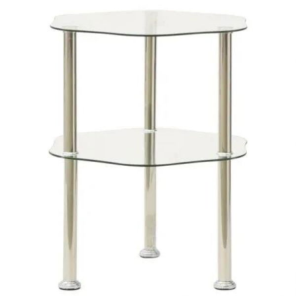 2-Tier Side Table Transparent 38x38x50 cm Tempered Glass