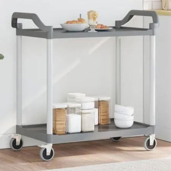 2-Tier Trolley Grey 99x50x97 cm Aluminium