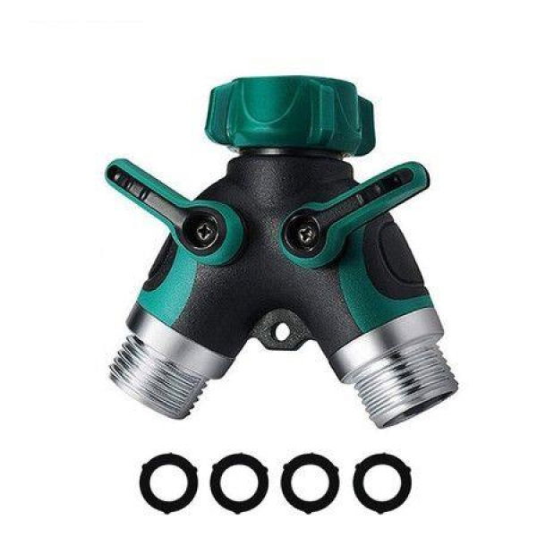 2 ways Hose Splitter Garden Hose Outdoor Faucet Splitter,Adapter Water Hose 3/4 Y-Shaped Plastic Zinc Alloy Connector Includes 4 Sealing Rings