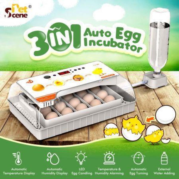 20 Egg Incubator Fully Automatic Hatching Turning Candler Machine For Chicken Quail Duck Poultry Bird Digital Turner Hatcher LED Light