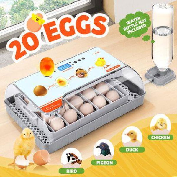 20 Eggs Incubator Automatic Hatching Chicken Chick Quail Duck Hatcher Machine Digital With Turner Candling LED