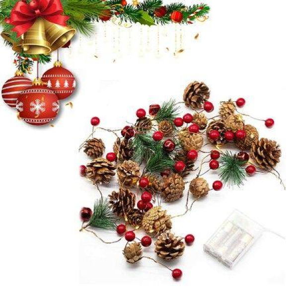 20 LED Christmas Garland String Lights Pine Cone Led String 2m