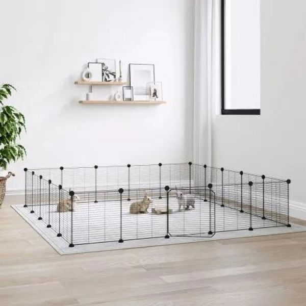 20-Panel Pet Cage with Door Black 35x35 cm Steel