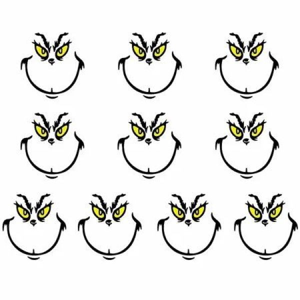 20 PCS Christmas Decorations Stickers, Yellow and Green Eyes Face Decals for Ornaments, Waterproof Vinyl Sticker for The Home, Christmas Balls