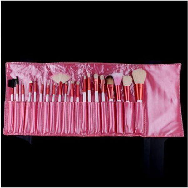 20-piece Makeup Brush Set + Pink Pouch Bag.