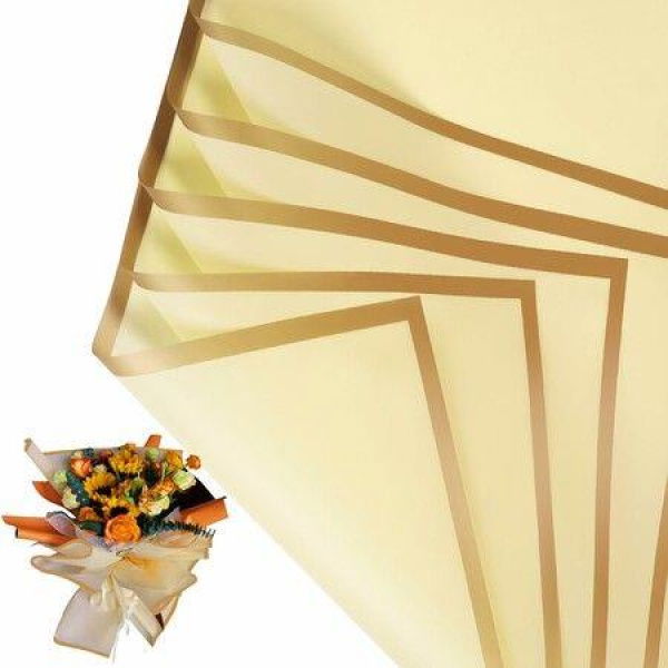 20 Sheets Flower Wrapping Paper - Waterproof Floral Bouquet Wrapping Paper,Florist Supplies Packaging Paper for Wedding Birthday Gift DIY (Light Yellow)