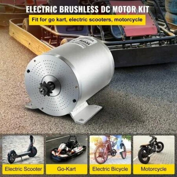 2000W 48V DC Brushless Motor w/Mounting Bracket &Controller &Key For E-Scooter