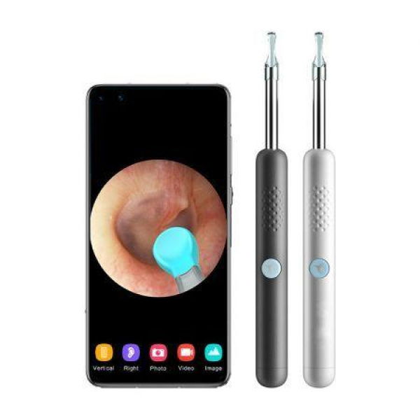 2021 Newest R1 Smart Visual Ear Sticks Endoscope 300W High Precision Earpick Mini Camera Otoscope Health Care Ear Cleaner Set (Col Black)