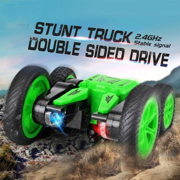 2021 Newest RC Car 2.4G 4CH Stunt Drift Deformation Buggy Car Rock Crawler Roll Car 360 Degree Flip Kids Robot RC Cars Toys Color Green.