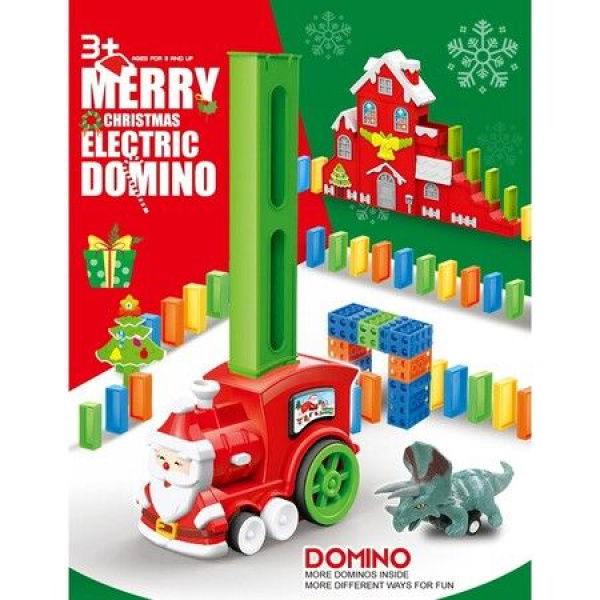 2021 Newest Xmas Toy Set For Toy Domino Train 120 Pieces Brick Game Small Electric Train Tail Christmas Gift For Children