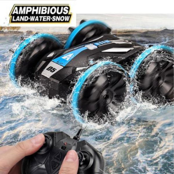 2022 Amphibious Remote Control Road Truck Stunt Car Waterproof RC Car For Birthday Christmas Gifts Water Beach Pool Toy Blue