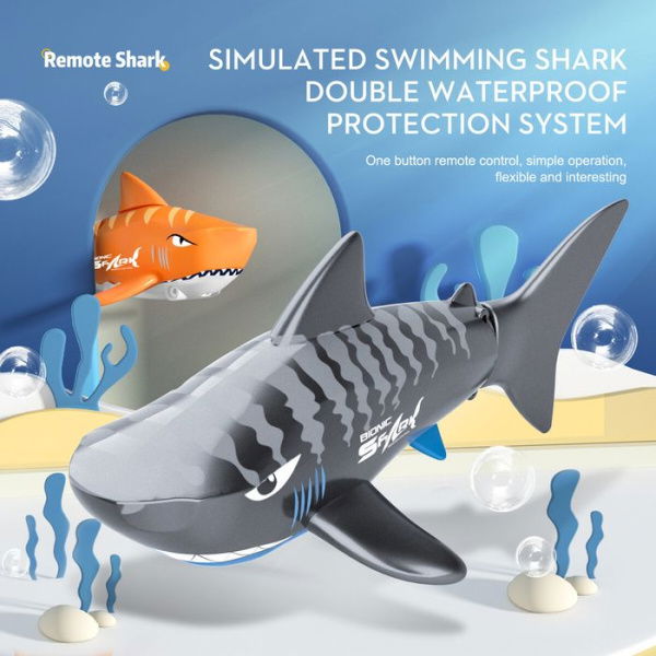 2022 Newest 2.4G Remote Control Shark Boat Simulation Toy Swimming Pool Bathroom Baby Bath Toy Shark Waterproof Color: Black.