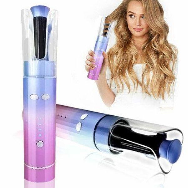 2022 Newest Cordless Automatic USB Rechargeable Curling Iron Curls Waves LED Display Ceramic Curly Rotating Hair Curler Gradient Color