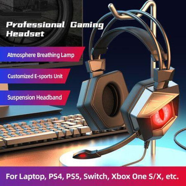 2022 Newest Headphone & Earphone Wired PC Gamer Headphone Gift Stereo Gaming Headset Is Suitable For Laptops PS4 PS5 Switch Xbox One S/X Etc. Color: Red.