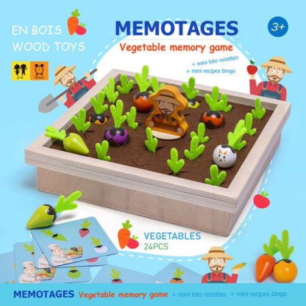 2022 Newest Kids Wooden Memory Board Game Sorting Puzzle Carrots Harvest Developmental Toy